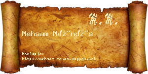 Mehsam Ménás névjegykártya